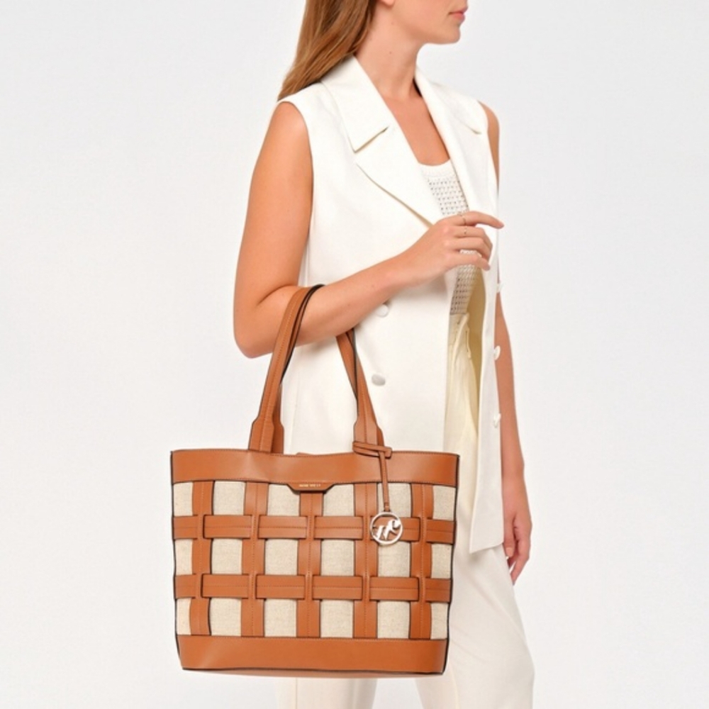 Nine West Tote Bag Vegan Sutton Place Caged